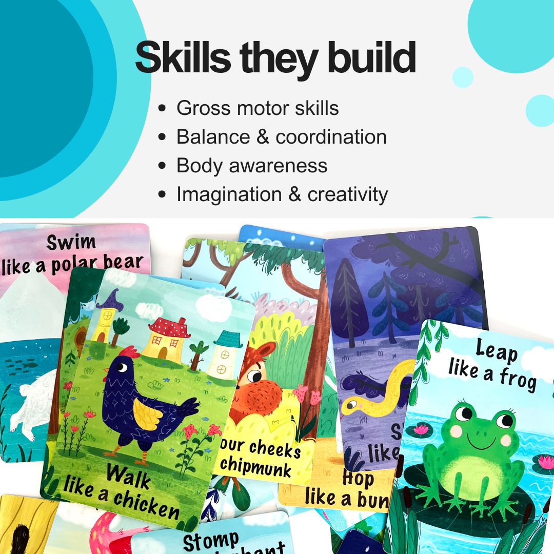 animal action cards skills. gross motor activity